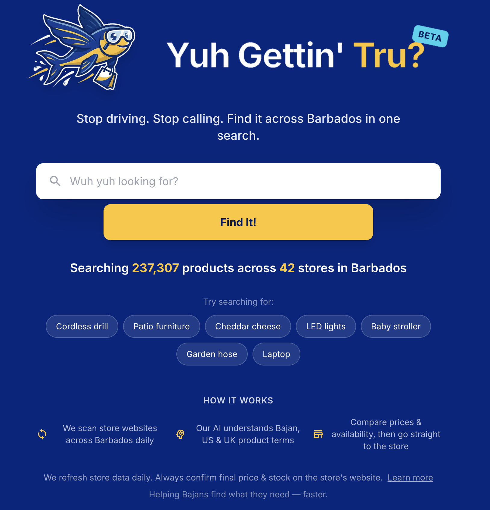 Yuh Gettin' Tru Homepage Screenshot